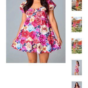 Vibrant Magenta and Hot Pink Floral summer dress by BuddyLove